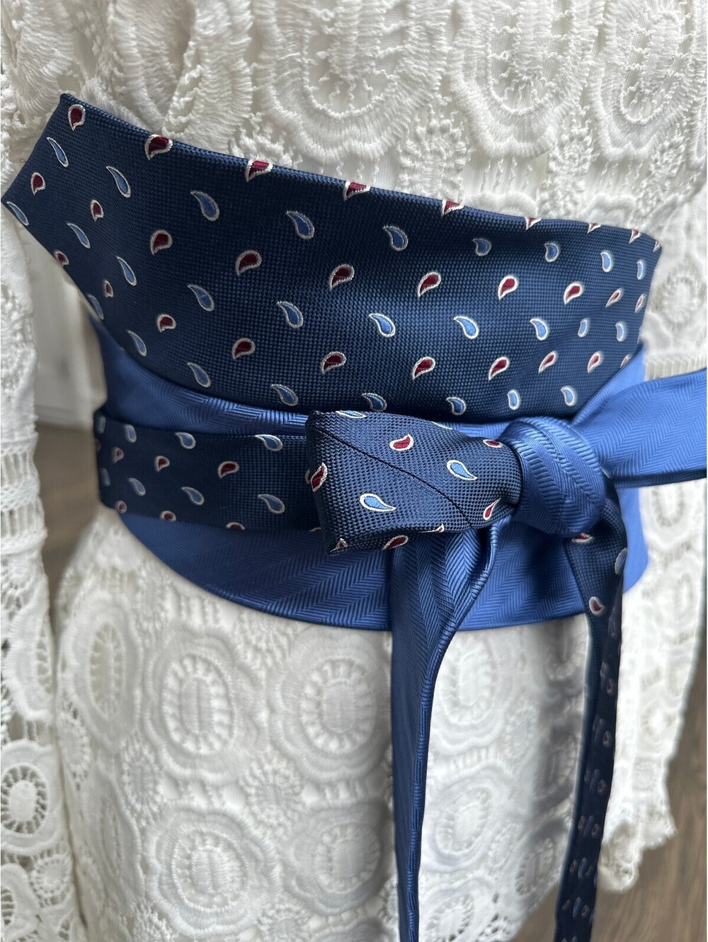 Vibrant Blue Upcycled Silk Obi Belt | Corset Style | OOAK | OS